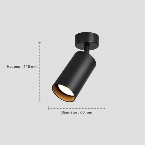 Plafonnier spot orientable 360° 1 tête noir sans ampoule 1 noir 20 × 20 × 20 cm 800 g – Livraison gratuite