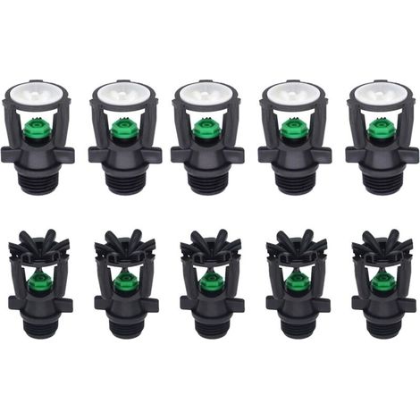Lntyq Lot de 10 arroseurs de jardin à filetage mâle, rotation automatique à 360 °, buse d'arrosage pour pelouse, serre, légumes et cultures (1/5)