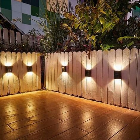 Lampes solaires pour l'extérieur,applique murale de rue,lumière du soleil à énergie solaire,lampe solaire étanche-4Pcs-chaud Blanc (1/4)