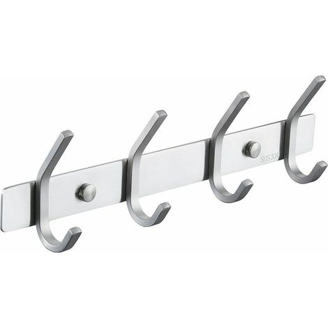 VURAHOME - Porte Manteau Salle de Bain Porte Manteau Metal Mural 4 Crochets Patère Murale Salle de Bain Acier Inoxydable SUS304 Finition Brossée (1/5)
