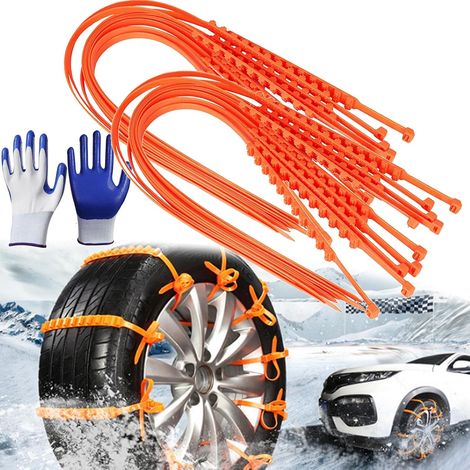 Universal Reusable Anti-skid PE Tire Chains, Snow Chains for Car Tires Adjustable Strong Grip Tire Chains for Trucks with Serrated Non Slip, Tire Width 215 225 235 245 255 275 (Standard Kit (40 Pcs)) (1/5)