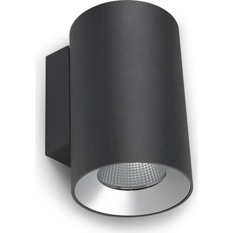 LedsC4 Cosmos - Aplique de Pared Exterior LED 24.5W y 1823lm con Luz Cálida 3000K. Diámetro 11cm. Estructura de Aluminio. Uso Exterior IP66. Color Gris