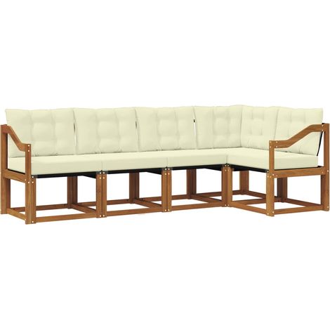 Conjunto de sofás de exterior 5 uds. Natural y Crema vidaXL (1/5)