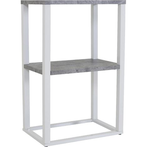 Table de Chevet Double "Rise" 68cm Gris & Blanc