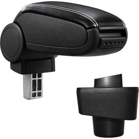 [pro.tec] Reposabrazos central para Renault Captur - apoyabrazos con compartimento - tapizado - polipiel - negro con costuras de color blanco