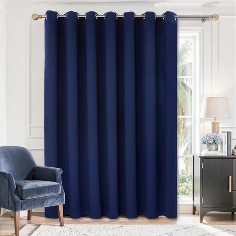 Rideau de Porte coulissante Tendance - 254 x 213 cm - Rideau occultant Thermique - 1 Panneau - Bleu Marine - 213 cm de Long x 254 cm de Large (1/5)