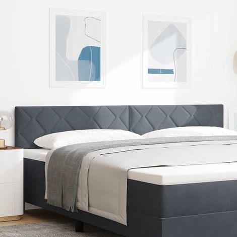 Tête de Lit LED-Panneau de lit avec lumière Géométrique Gris foncé 200 cm Velours 998520 (1/5)