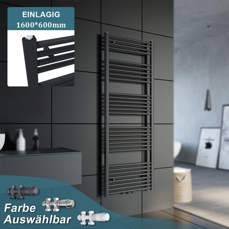 SONNI Handtuchtrockner 1600x600mm Heizkörper Bad Mittelanschluss Handtuchwärmer Badheizkörper Anthrazit Gerade