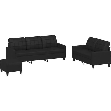 Maison Exclusive - Set di Divani 3 pz con Cuscini Nero in Similpelle