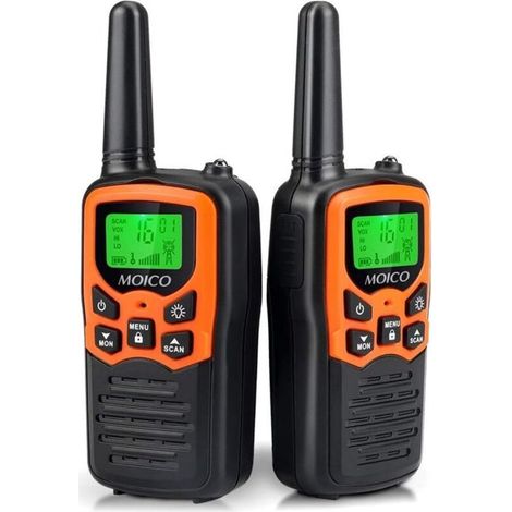 Talkie-walkie longue portée pour adultes - 8 canaux FRS - Talkie-walkie domestique avec lampe torche LED, fonction VOX et écran LCD - Idéal pour la randonnée et le camping (lot de 2) (1/5)