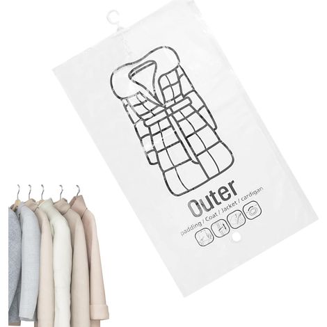 Sacs De Scellage Sous Vide Pour Vêtements,Sacs Réutilisables Sous Vide Pour Conservation - Conditionnement Transparent Anti-Poussière pour Valise Maison Penderie Coffre Sac à Dos Manteau Hiver (1/5)