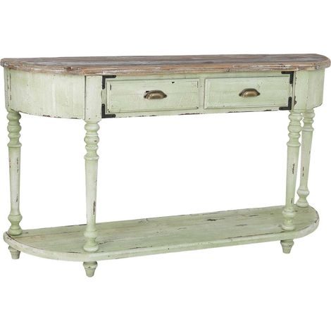 Recibidor de madera blanco y verde 149x35x87h cm