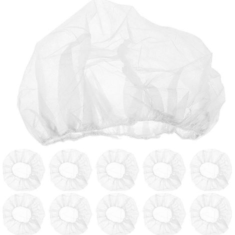 Lot de 50 charlottes jetables pour le personnel infirmier, les salons de coiffure et la restauration.-23.50X23.50X0.50CM-White (1/4)