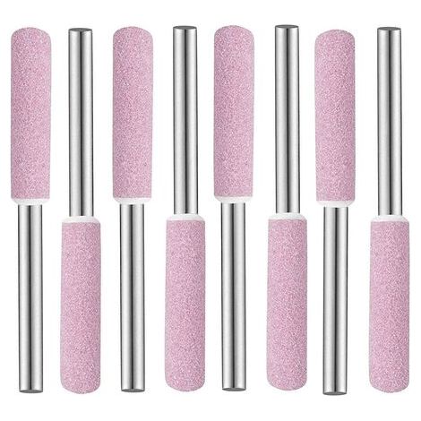 Tête de Polissage de Meulage, 8 pcs Meules Pierres Abrasives,Meule sur Tige, Tige Abrasive,Affûteuses Chainsaw, Limes d'affûtage pour Tronçonneuse 4 mm en Diamant pour Affûter les Tronçonneuses (1/5)