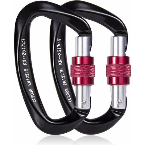 Mosquetón con tornillo de escalada resistente mejorado, gancho grande de aluminio para camping, montañismo, hamaca, equipo para exteriores y correa grande para mascotas. (1/5)
