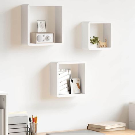 Étagères murales sous forme de cube 3 pcs Étagère de Rangement - Meuble de rangement Blanc MDF BV260447 - BonneVie (1/5)