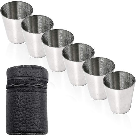 7-teiliges Set aus Edelstahlbechern, Barbecher, Schnapsglas und tragbarem Weinglas (1/5)