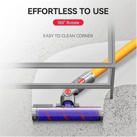 Head of brush to roll flexible. Compatible with the suction brushes without wire Dyson V7 V8 V10 V11 SV12 V15. Pieces of fastening for floor in wood during. (1/4)