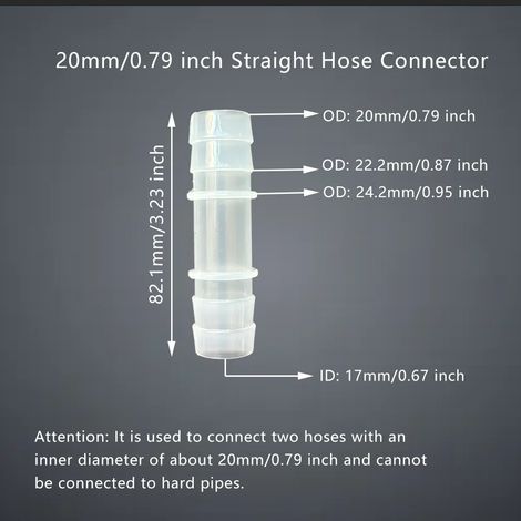 Raccord droit de 20 mm (5 pièces) pour réparation de tuyau, rallonge de joint traversant, raccord en plastique de diamètre égal, 5 pièces, 1 pièce, pour laboratoire et irrigation de jardin (1/5)