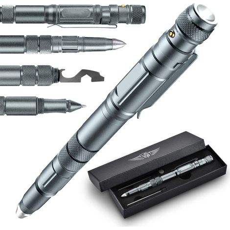 Cadeaux de stylo tactique pour hommes, gadgets de camping, stylo multi-outils 9 en 1 (1/4)