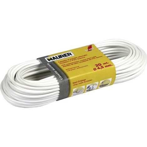 FILO Cavo Stendi Biancheria Cavetto Acciaio Plastificato Bianco PVC Bucato 20 METRI (1/3)