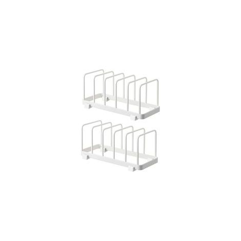 Vertikaler Geschirrabtropfständer, Geschirrorganizer, Geschirraufbewahrungsgestell, rutschfester Metall-Geschirrabtropfständer für Küchenschubladen und -schränke (Weiß, 2er-Set) - Crezuo