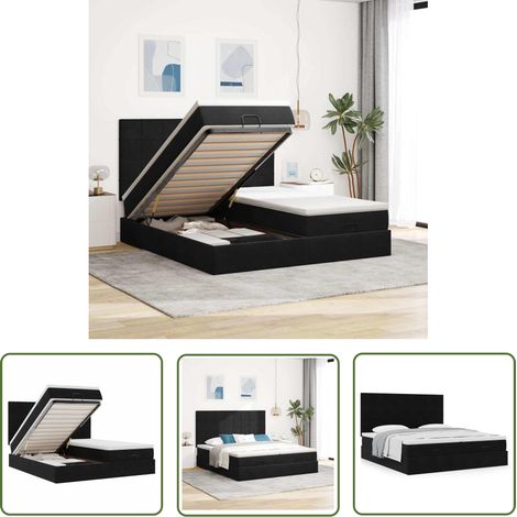 vidaXL Ottoman-Bett mit Matratzen Schwarz 200x200 cm Samt (1/5)