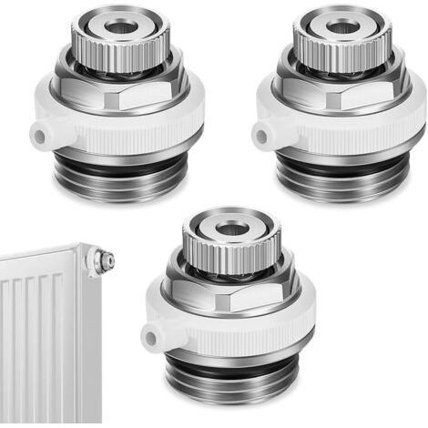 Vanne de radiateur à Purge Automatique, 3 Pièces Vanne de Purge BSP 1/2\" Soupape Évacuation à Air Évent Automatique en Laiton à Air à Coupure (1/5)
