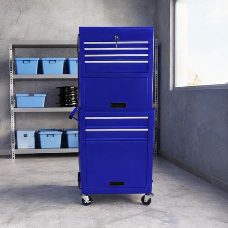 Servante d'atelier coloris bleu en acier 60 x 33 x 110 cm (1/5)