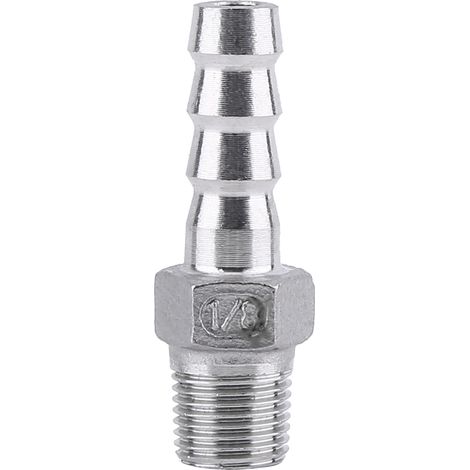 Raccord fileté mâle pour tuyau d'arrosage, connecteur à embout cannelé en acier inoxydable 304 (1/8" x 8 mm)