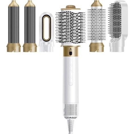 INN® 6-in-1 Heißluftbürste mit 2 Lockenwicklern, Flachbürste, Ovalbürste, Konzentrator und hitzebeständigem Diffusor, Weiß (1/4)