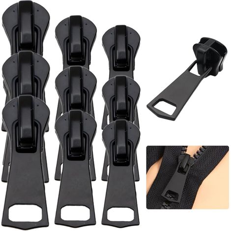 9 PCS Curseur Fermeture Eclair Clipsable Métal, Reparation Fermeture Eclair, Têtes De Fermeture à Glissière Détachables pour Bagages, Jouets, Tentes, Chaussures et Vêtements (1/5)