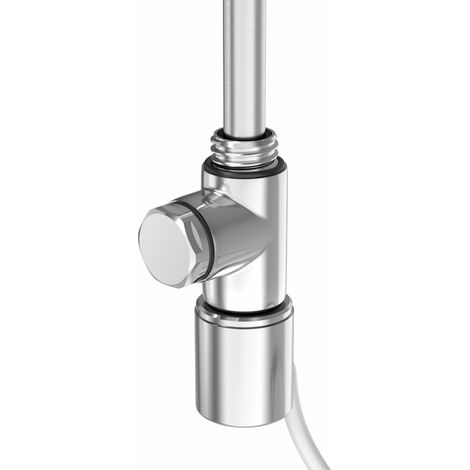 WarmeHaus Electric Heating Element Dual Fuel + Cover Cap + T Piece with End Plug for Heated Towel Rail Warmer Bathroom Radiators 1000W Chrome