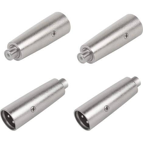 XLR-Stecker auf Cinch-Buchse Adapter, 4er-Pack XLR-auf-Cinch-Kabeladapter, 3-poliger XLR-auf-Cinch-Konverter, XLR-auf-Cinch-Kabelstecker für Audio- und Mikrofonanschluss (1/5)