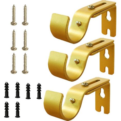 Stabile und verstellbare Gardinenstangenhalterungen – Für 25-mm-Gardinenstangen, einfach zu montieren, goldfarben (3er-Set) (1/5)