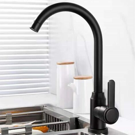 NALOOKAMIC Robinet mitigeur de cuisine Pro, avec Bec Haut , Rotatif à 360° Robinet de Cuisine pour Évier de Cuisine Noir Mat