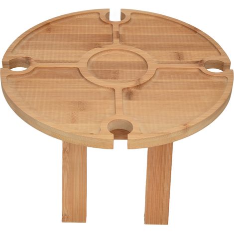 Table de pique-nique pliante en bois avec porte-verres à vin pour randonnée, camping et dîner en plein air (1/5)