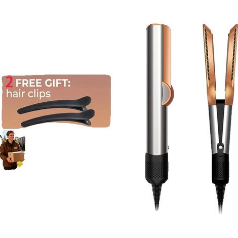 Plancha de pelo, funcionalidad 2 en 1, control inteligente de temperatura, gris - con 2 pinzas, UE-a (1/2)