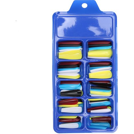 100 Pcs Pointes d'Ongles Acryliques Pleine Couverture, Lot de Faux Ongles Press-On Unis Couleurs Solides, Taille 10 (1/5)