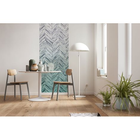 papier peint panoramique panneau à chevrons bleu  - Sanders & Sanders (1/4)