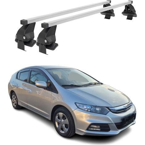 OMAC Dachträger Querträger Stahl für Honda Insight II 2010-2014 – Abschließbar – City-Crash-getestet – DIN 75302:2019 – ISO/PAS 11154:2006 – Max. 50 kg Silber (1/5)