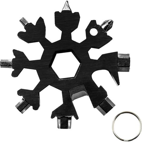Outil multifonction Schneeflocke 18 en 1, outils multifonctions en acier inoxydable pour l'extérieur EDC, outils multifonctions en acier inoxydable, outils multifonctions (noir) (1/5)