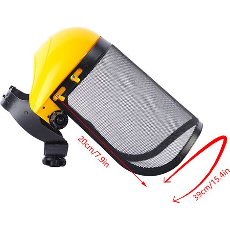 Masque de protection intégrale en maille d'acier, à fixer sur la tête, pour la tonte de pelouse et le jardinage (jaune) (1/5)