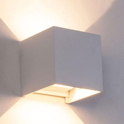 Lèche-mur intérieur/extérieur, murale à éclairage haut et bas avec luminaires à abat-jour à faisceau réglable, étanche IP65, s murales carrées simples pour couloir, chambre à coucher (1/5)