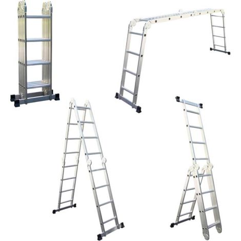 Secury-T – Échelle multifonction pliable 4x4 marches 6 en 1 – 4.6m – Aluminium 100% – Charge max 150 Kg – Avec plateforme échafaudage (1/5)