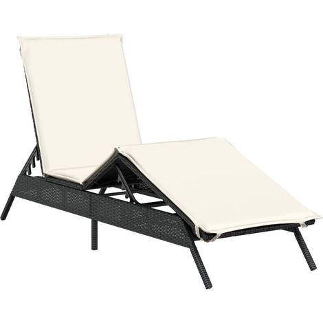 Maison Exclusive - Lettino Prendisole con Cuscino Nero in Polyrattan