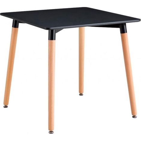 ORION91oficial® - Mesa Rectangular, Tablero Negroy Madera Natural (100x100x75 cm) , Estilo nórdico, Comedor-Oficina-Teletrabajo-Cocina-Salón - spaziOrion91