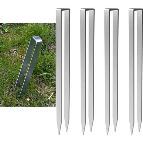 Kit de fixation pour arche de jardin avec 4 piquets en acier inoxydable en forme de U, dimensions : 11,81 x 1,14 x 0,83 pouces (1/5)
