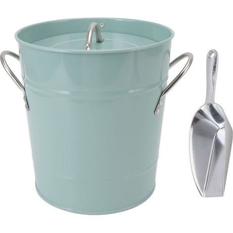 Seau à glace galvanisé avec pelle et couvercle pour bar, restaurant, fête - Bleu (1/5)