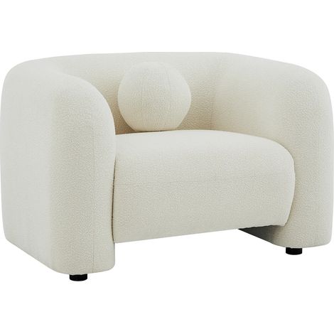 Fauteuil en tissu bouclette blanc ivoire OVOTAS (1/5)